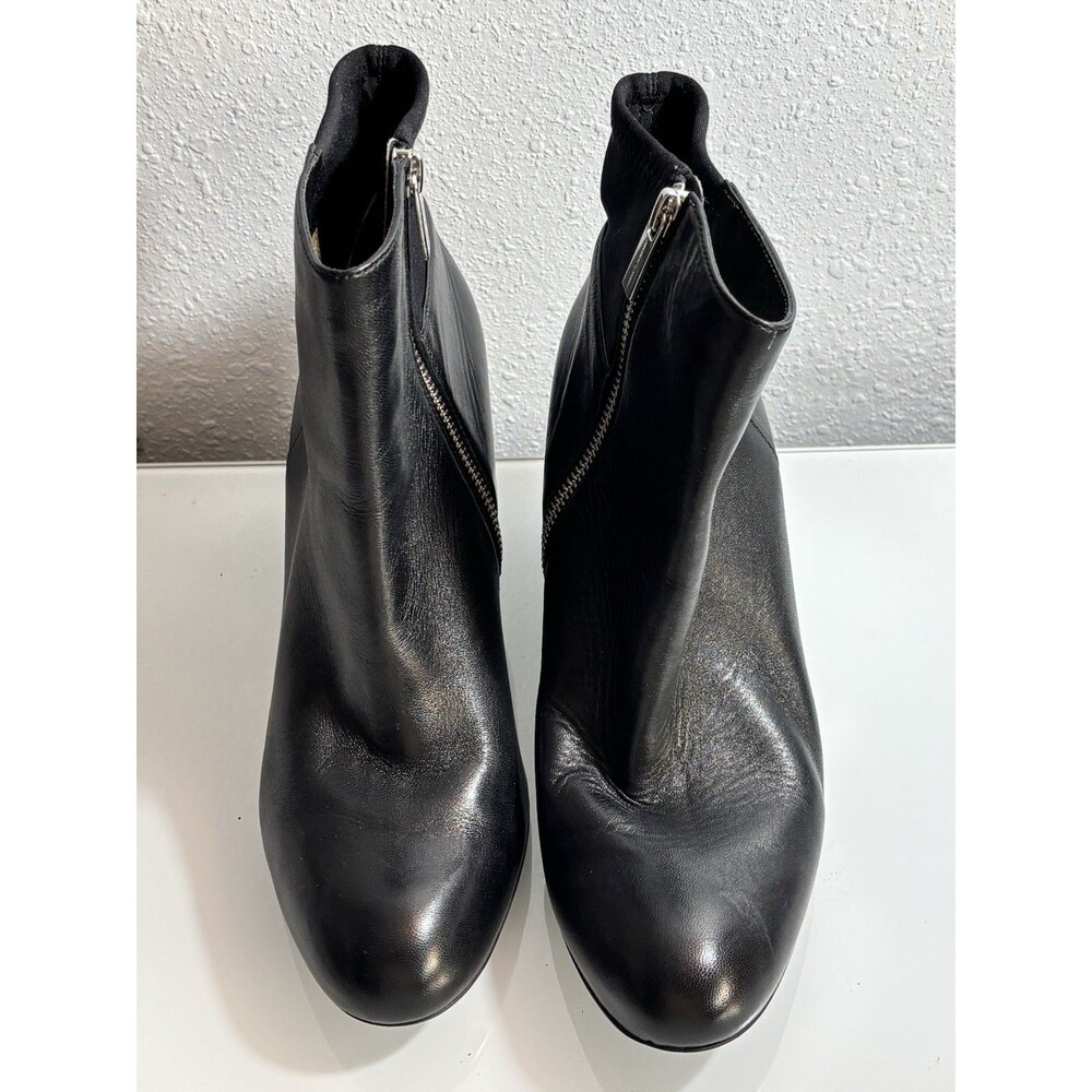 Michael Kors Black Leather Zip-Front Ankle Booties